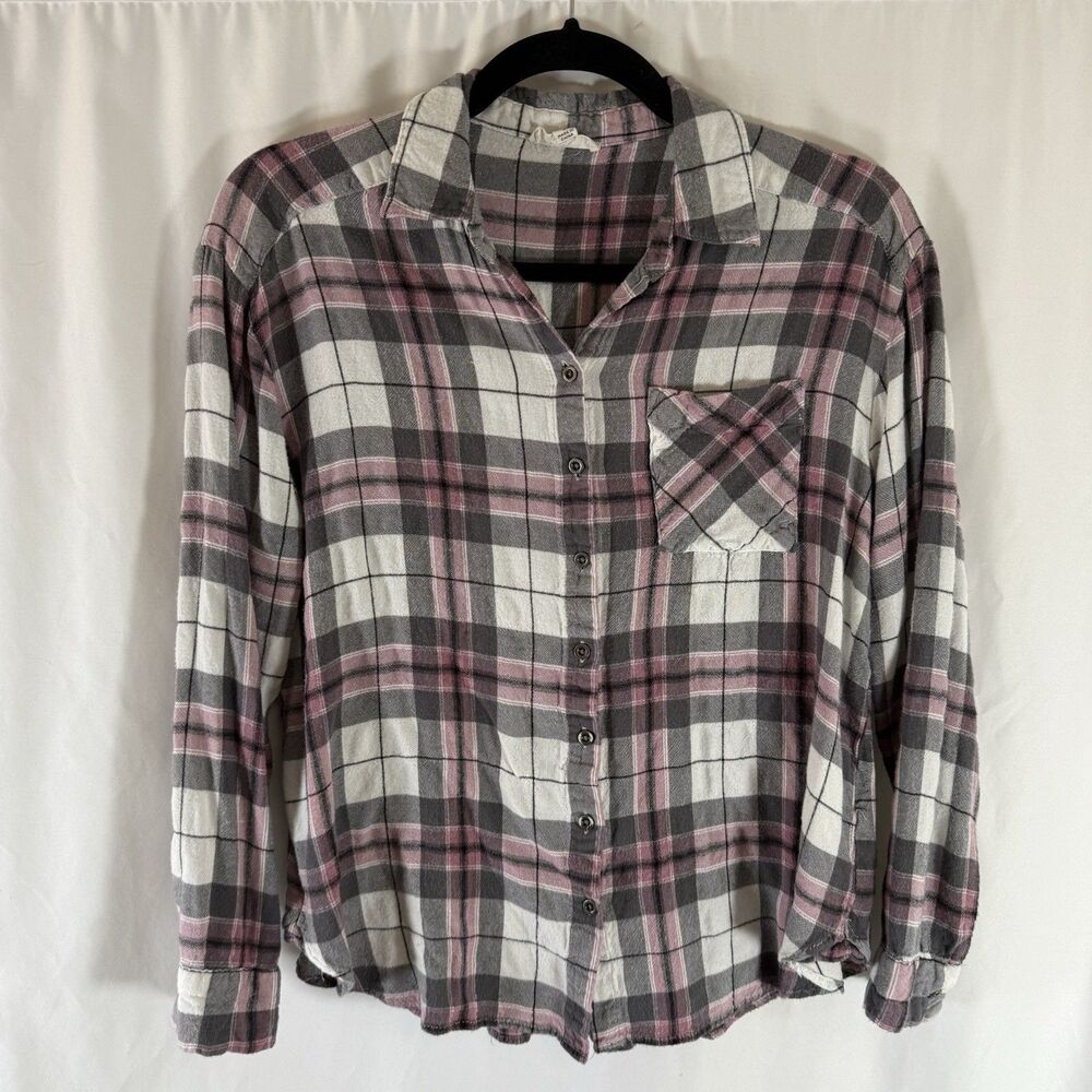 Jane Delancey Button Down Shirt Women's Small Plaid Long Sleeve Collared Soft